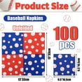 100Pcs Baseball Napkins, Disposable YPF5 Baseball Paper Napkins, Picnic