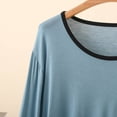 thumbnail image 4 of Womens Pajama Sets Shorts Womens Soft Loungewear Outfits, Crew Neck Long Sleeve Top Wide Leg Pants, Comfortable Two Piece Home Pajama Set Blue XL, 4 of 8