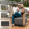 thumbnail image 6 of Planntonneo Classic Swivel Glider Chair Set of 2, Patio Cushioned Lounge Swivel Rocker for Balcony Yard, Brown Wicker and Grey Cushions, 6 of 7