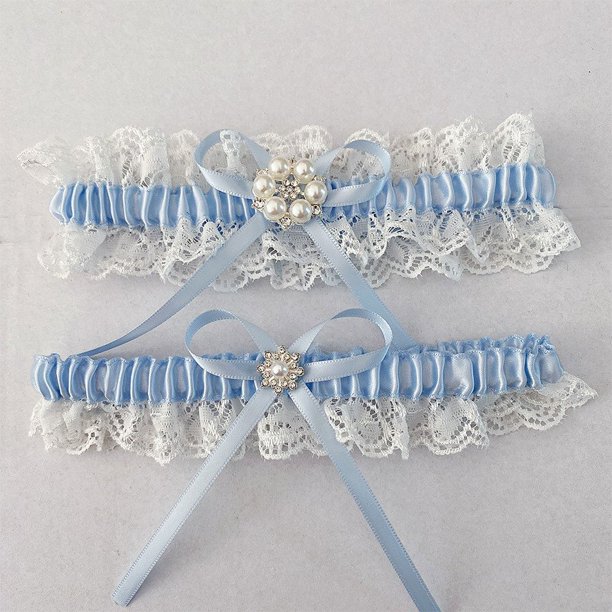 Ligas blancas para novia (2 piezas), liga de boda con encaje elástico, conjunto de liga de boda, accesorios de novia