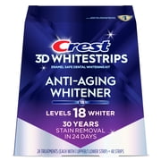 Crest 3DWhitestrips Anti-Aging Whitener At-Home Teeth Whitening Kit, 24 Treatments, 18 Levels Whiter
