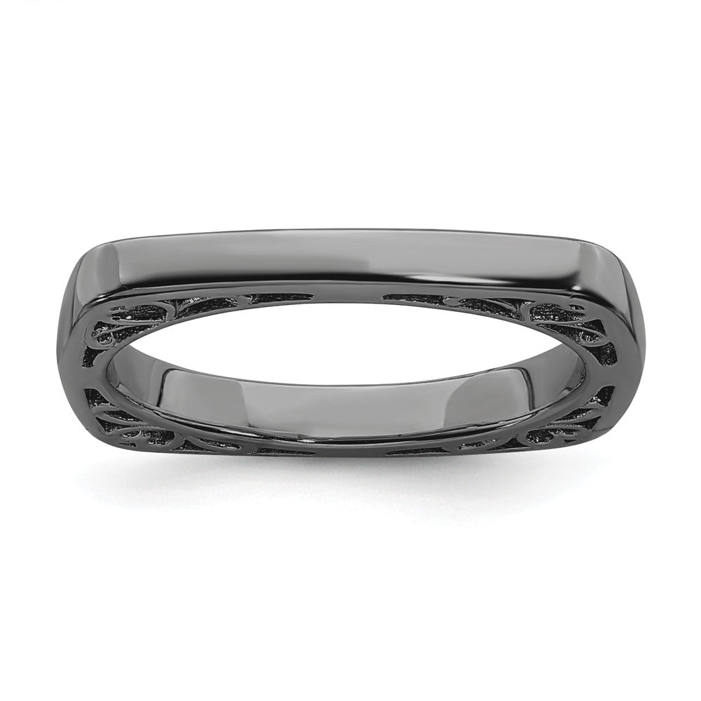 Sterling Silver Black-plated Polished Ring by Stackable Expressions Best Quality Free Gift Box