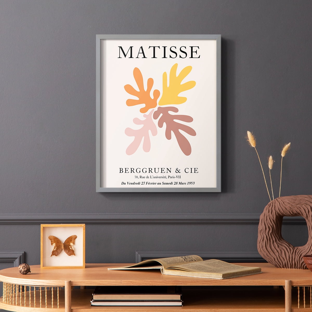 Matisse D in Gray Solid Wood Framed Print No Nail Hanging