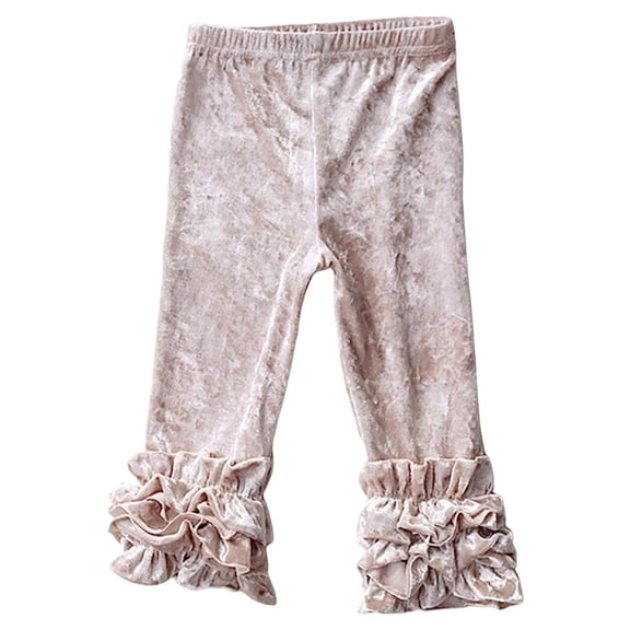 Zanarzt Toddler Girl Leggings Toddler Girls Ruffles Leggings Cotton Pants Kids Stretchy High Waist Legging Rose Gold,1-2 Years