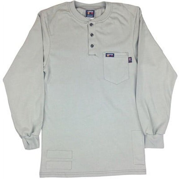 Lapco FR 8.9 Cal Flame-Resistant Long Sleeve Henley FR Shirt, Gray, 5X-Large (1 Unit)