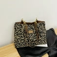 thumbnail image 6 of Yucurem Women Tote Bag Leopard Print Canvas Shoulder Bag With Zipper For Work (Black) Fashion shoulder bag (Black), 6 of 10