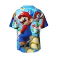 thumbnail image 6 of Lsque Mario print Men's Cuban Collar Short Sleeve Shirt Summer Beachwear Casual Button Down Fashionable Vacation Leisure Shirt-XX-Large, 6 of 7