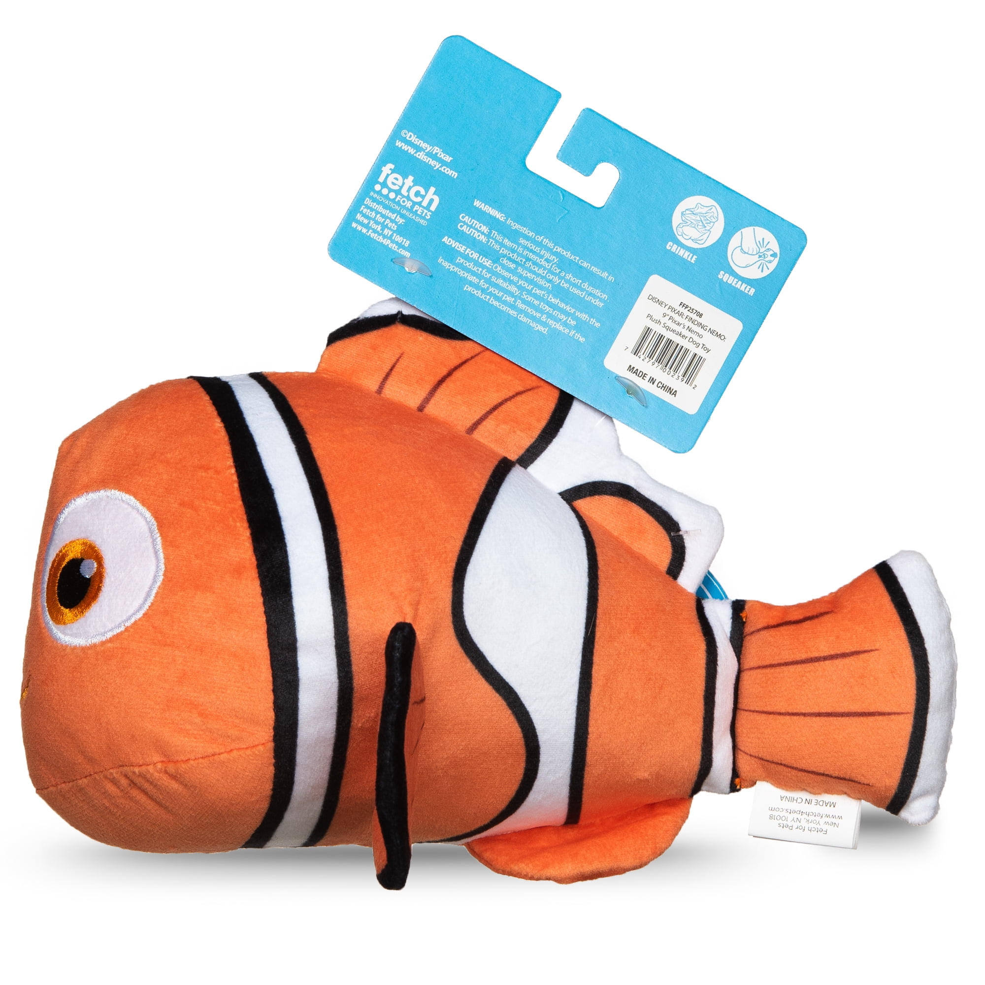 DISNEY FINDING NEMO: Nemo Plush Figurine Squeaker Pet Toy-9in