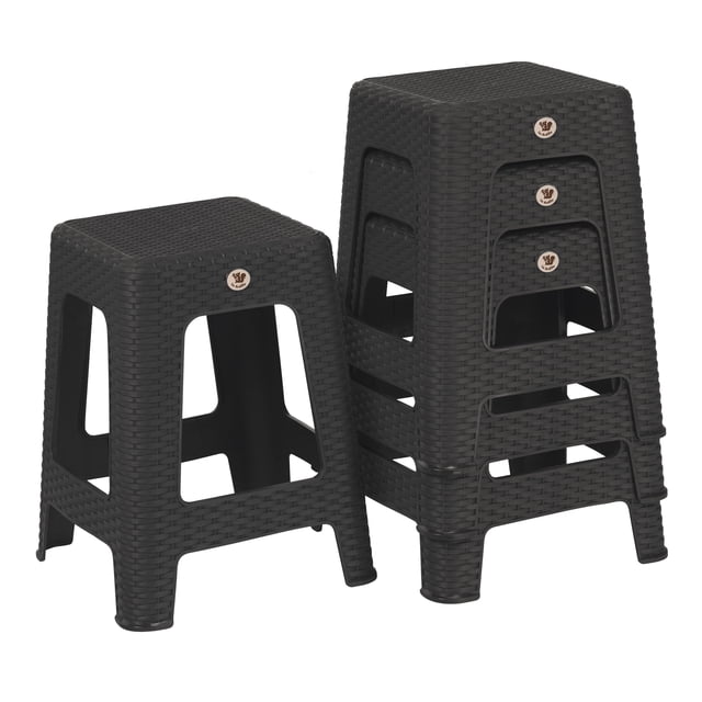 Kit 4 Bancos Cuadrado Para Exterior E Interior Gris Oxford