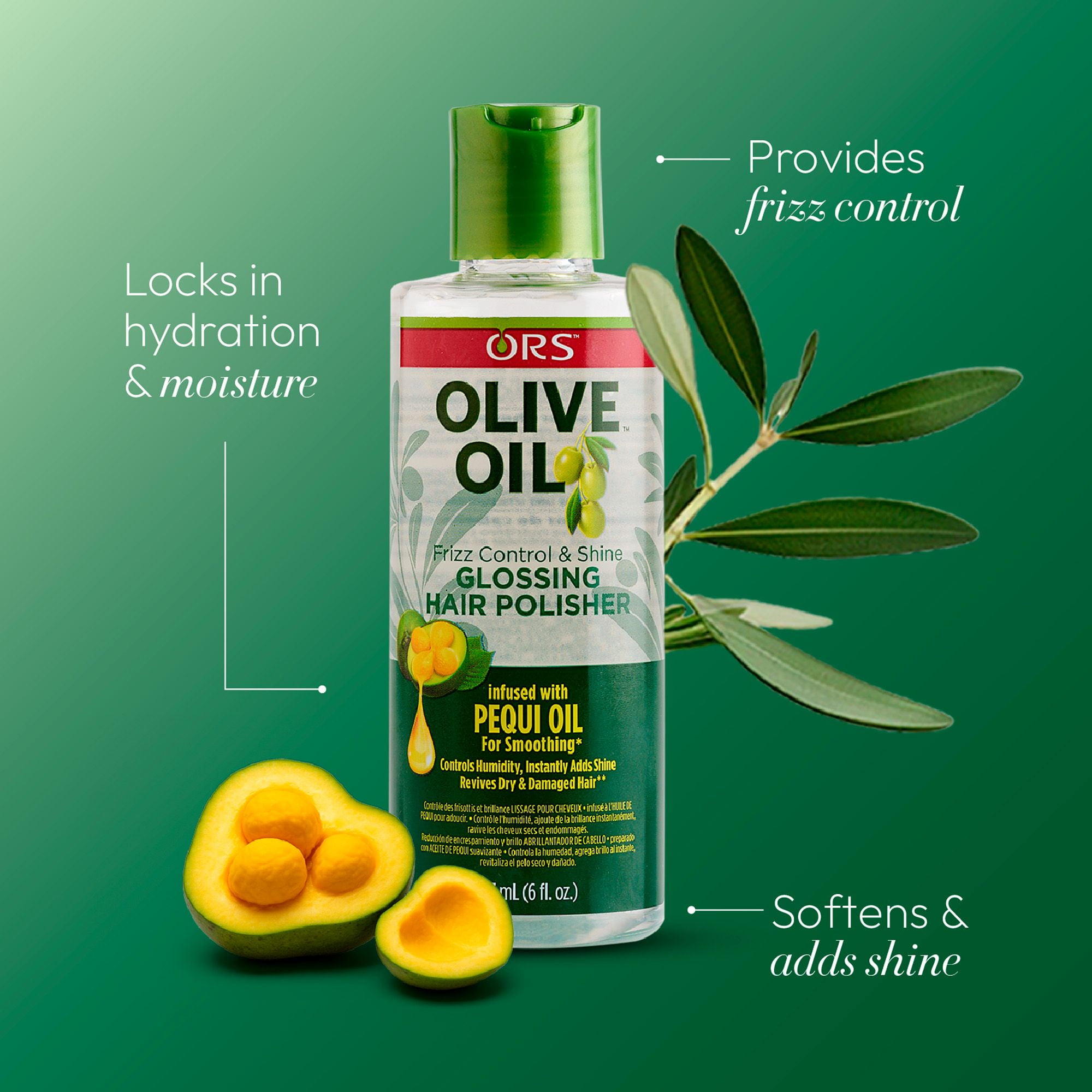 (2 pack) ORS Olive Oil Glossing Hair Polisher for Frizz Control & Shine, All Hair Types, 6.0 fl.oz.