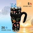 thumbnail image 2 of 40 oz Tumbler with Handle and Straw 40oz Mushroom Cup Insulated Coffee Travel Mug Spill Proof Leak Proof 40 ounce Stainless Steel Slim 40 oz tumbler with handle and Lid, 2 of 6