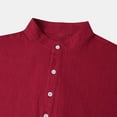 thumbnail image 5 of Lovzfmll Shirts for Men, Men's Casual Summer Shirts Classic Button Basic Short Sleeve Shirt Solid Color Tees Golf Stylish Tops V-Neck Pullover Casual Top Daily Loose Basic Shirts Wine XL, 5 of 9