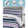 thumbnail image 4 of Quilts Twin XL Size, Navy Blue Purple Striped Soft Comforter Bedding Set for Bed, Gradient Horizontal Lines Lightweight Quilted Bedspread with Pillow Cover(2 Pieces) for All Season, 68x98 Inch, 4 of 6