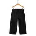 thumbnail image 5 of Womens Denim Jeans High Waisted Capri Pants Loose Fit Wide Leg Distressed Frayed Hem Cropped Pants with 5 Pockets for Summer Casual,Black,L, 5 of 8