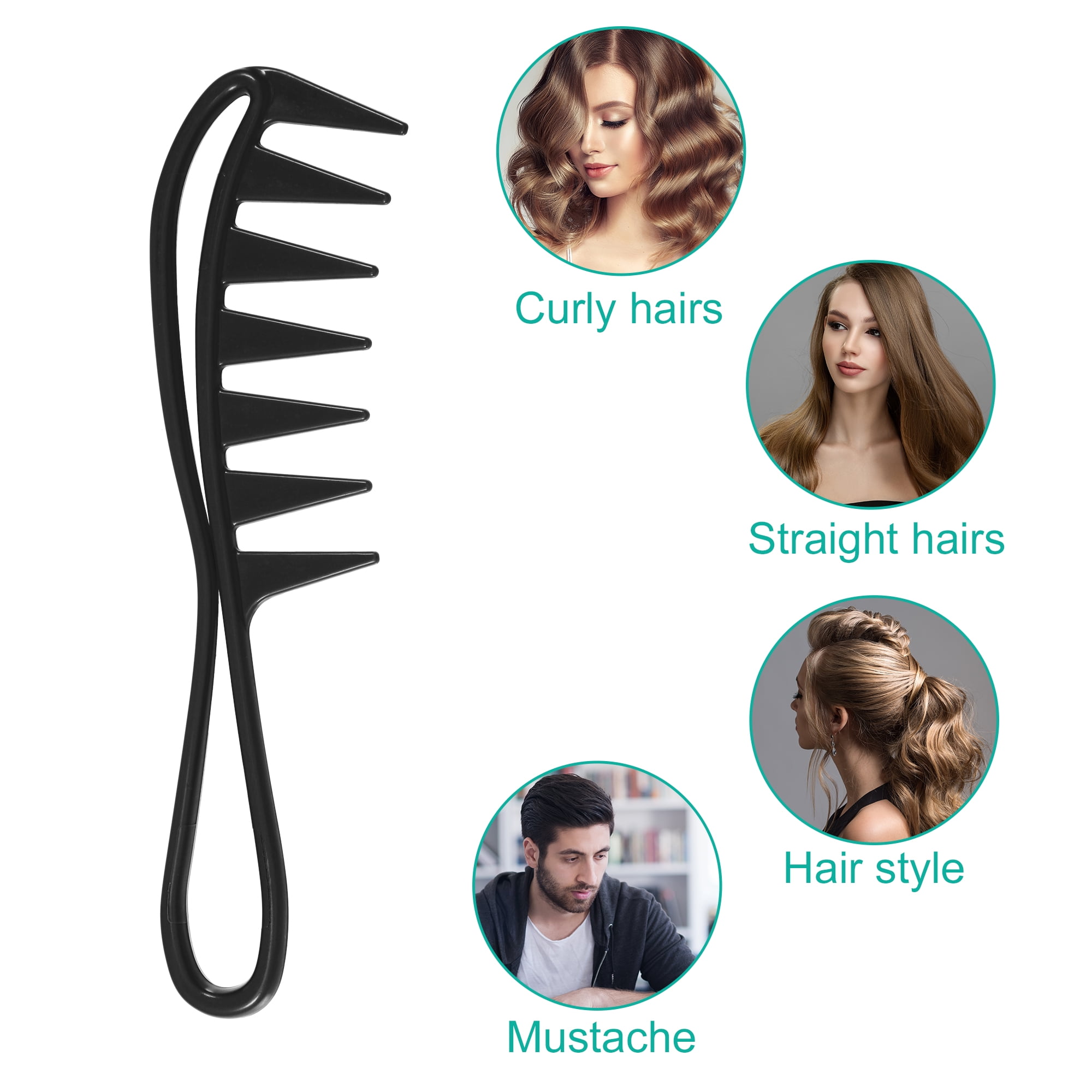 Unique Bargains 3 Pcs Hair Comb Wide Tooth Anti Static Detangling Comb for Wet and Dry Black