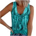thumbnail image 2 of iHengLiXing Plus Size Spring Tops for Women 2026 Dressy Casual Women's Ethnic Style Tassels Printed Sleeveless Tank Blue M, 2 of 5