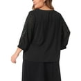 thumbnail image 4 of Agnes Orinda Women's Plus Size Lace Floral V Neck 3/4 Sleeves Button Blouse 4X Black, 4 of 6