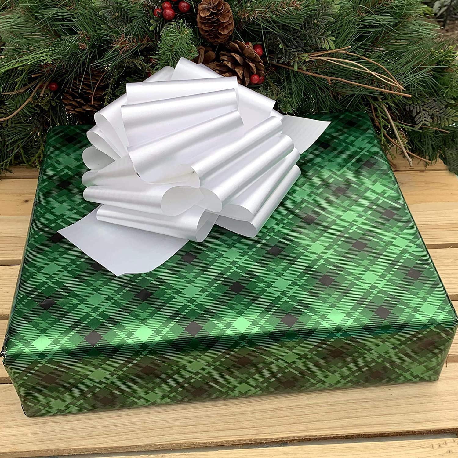 GiftWrap Etc. 8" White Pull Bows Bulk Pack – Set of 100, 4th of July, America 250 Anniversary, Wedding Decor, Reception, Event Decoration, Birthday, Big Bows for Trees, Fences, School Graduation