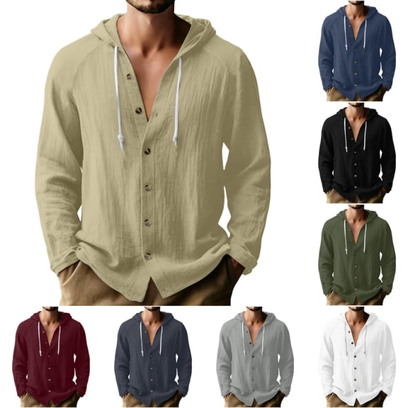 Plus Size T-Shirts Long Sleeve Hoodie Solid Color Pullover Shirts Plus Size Casual Loose Leisure Breathable Tops for Men