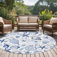 thumbnail image 5 of Starfish Conch Round Living Room Rugs 6 ft, Shell Bubbles Blue Ocean Coastal Washable Area Rug with Non-Slip Sturdy Edge Binding Round Carpet for Kitchen Office Bedroom, 5 of 9