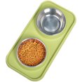 thumbnail image 1 of Cat Bowl Set No-spill Double Pet Feeder Bowl Kitten Water Bowl with Non-slip Mat, 1 of 10