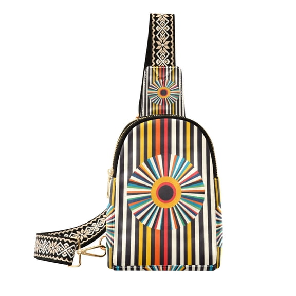 FORMRS Womens Crossbody Sling Bag Travel Daypack Shoulder Chest Backpack, Geometric Stripes