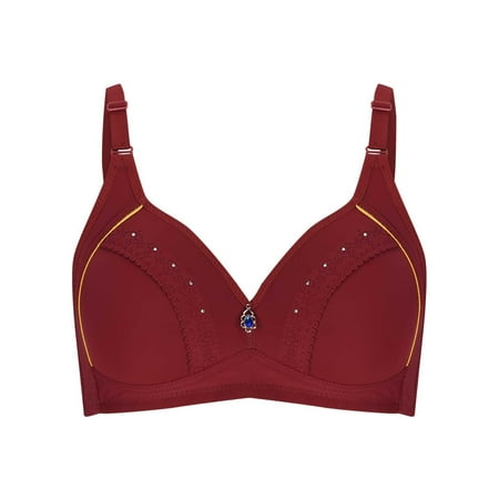 BZGTZT Women s Wireless Embroidered Bra Plus Size Soft Full Figure Bras Breathable Comfy Solid Color Bralettes