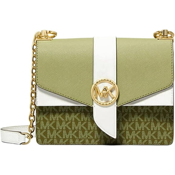 Michael Kors Greenwich Small Color-Block Logo and Saffiano Leather Crossbody Bag