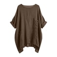 thumbnail image 5 of Zedker Tops for Women Summer Casual Crewneck Batwing Half Sleeve T-Shirts Solid Color Loose Fit Cute Basic Flowy Tops Tees Blouses Brown XXL, 5 of 8