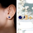 thumbnail image 3 of Rosec Jewels Lab Grown Blue Sapphire Stud Earrings for Women - 6 mm - AAAA Grade - Sapphire Moissanite Earrings with Screw Back, 10K Yellow Gold, 3 of 8