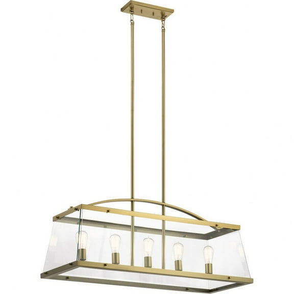 5 Light Linear Chandelier With Transitional Inspirations 20.75 Inches Tall By 16 Inches Wide-Brushed Natural Brass Finish Kichler Lighting 52123Bnb