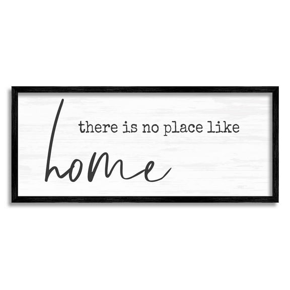 Stupell Industries No Place Like Home Phrase Graphic Art Black Framed Art Print Wall Art, Design by Anna Quach