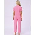 thumbnail image 4 of DARING DIVA Women's Pajama Set Button Down Soft Short Sleeve Long Pants XS Light Pink, 4 of 7