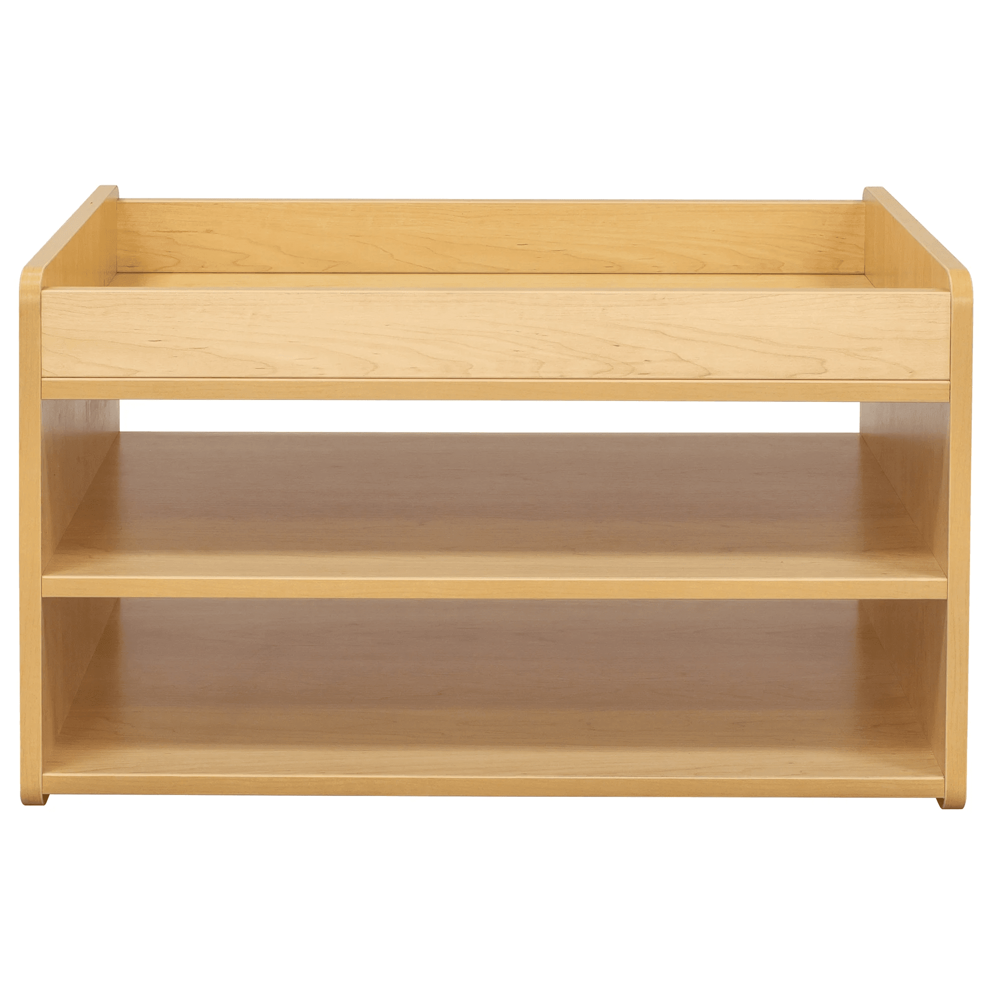 Tot Mate Toddler Play Center 2 Tier Wood Shelf Toy Storage Organizer, Classroom Furniture, Maple RTA