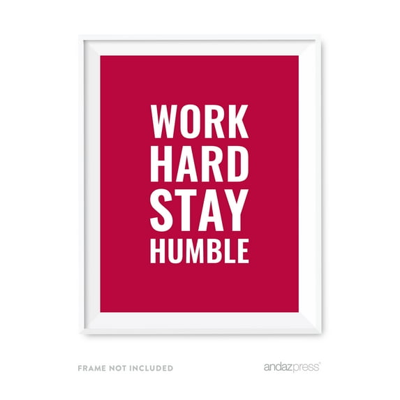 Work Hard, Stay Humble Motivational Wall Art, Inspirational Quotes for Home Office