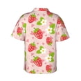 thumbnail image 3 of Daiia Strawberry Floral Hawaiian Shirt for Men Gentle Cotton Regular Short Sleeve Casual-XX-Large, 3 of 9