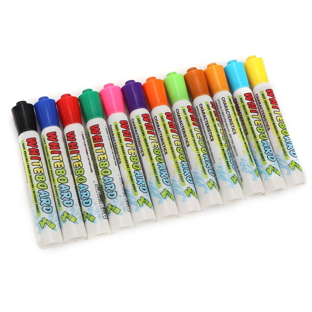 Dry Erase Pens, Kids Chalk Marker 12 Colors Long Service Life Multifunction For Kids For Office For Marking For Study For Conference