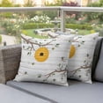 thumbnail image 4 of Bees Honeycomb Pillow Covers 2 Pack Branch Spring Flower Plant Wood Stripes Pillowcase Waterproof Outdoor Throw Pillow Cover for Patio Garden Square Cushion 16”x16”, 4 of 9
