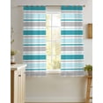 thumbnail image 4 of Grey Blue Striped Sheer Curtains 45 Inch Length 2 Panels Set for Living Room/Bedroom, Farmhouse Stripes Modern Abstract Art Kitchen Curtains Grommet Semi-Sheer Curtains Window Treatments 42"x45"x2, 4 of 7