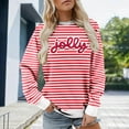 thumbnail image 2 of Tiweut Christmas Sweatshirts Women Jolly Glitter Patch Crewneck Sweater Xmas Long Sleeve Pullover Top,A-Red,Red, 2 of 4