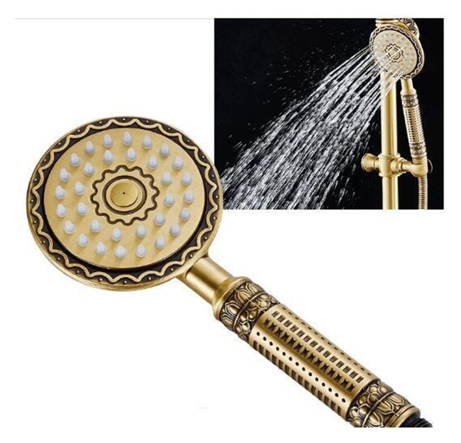 Antique Brass Carving Rainfall Shower Sets Faucet Mixer Tap Tub Faucet Brass Bath &amp; Shower Faucet Set Bathtub Faucet ,360° Swivel Spout