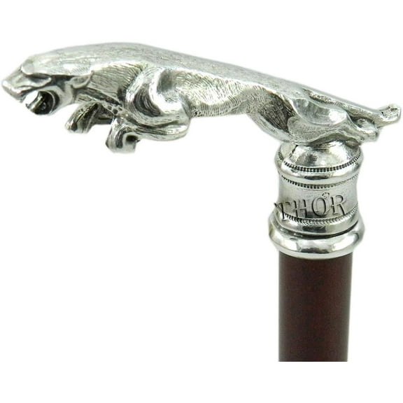 Brass Finish Lion Head Handle Walking Cane Vintage Designer Wooden Brass Walking Stick