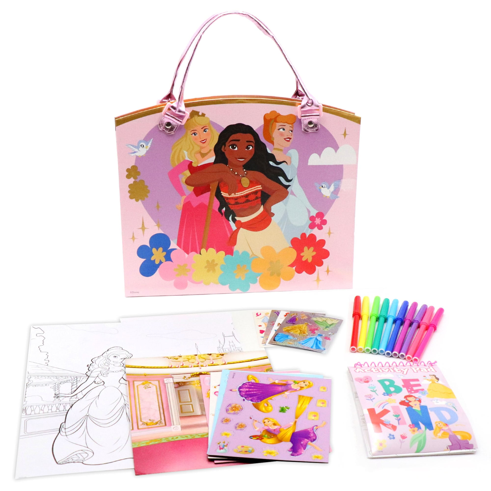 Tara Toy: Activity Tote - Disney Princess - All-In-1, Store Everything Inside The Character Tote, Color-Sticker-Pad Activities, Play Scenes, Kids 3+