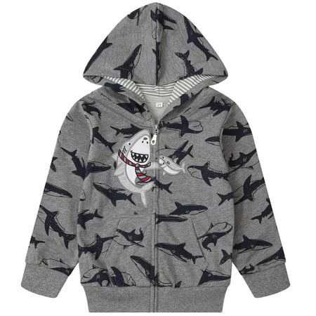 

Toddler Boys Shark Zipper Hoodies Jacket Cool Sports Outfit Coat 2-7 Y