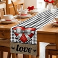 thumbnail image 5 of Red Love Bow Table Runner 72 Inches, Valentine's Day Love Black White Palid Linen Bed Runner Dresser Scarves Tabletop for Indoor Outdoor Parties/Ceremony/Banquet, 14" x 72", 5 of 8