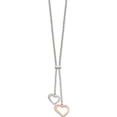 thumbnail image 2 of Sterling Silver Rose-Tone Polished Textured 2-Heart Necklace (16.5 X 1.2) Made In Italy qg3808-16.5, 2 of 5