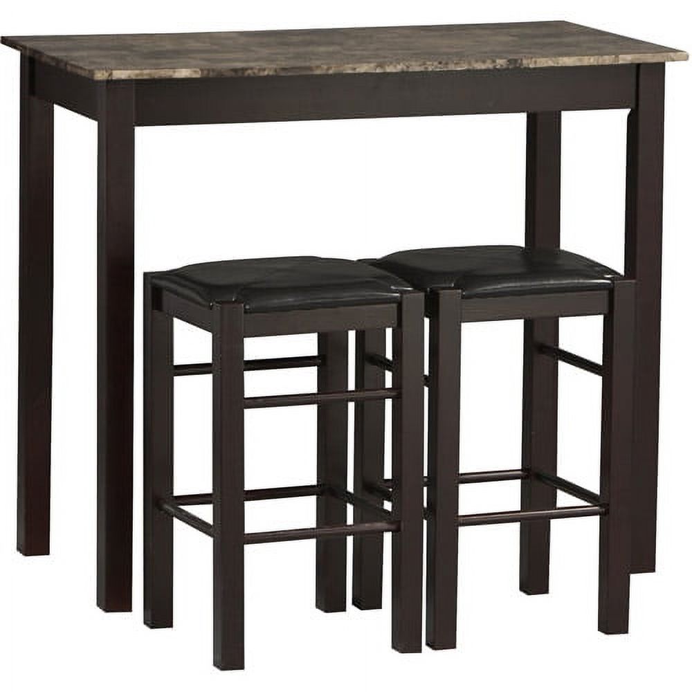 Linon Lancer 3-Piece Casual Dining Tavern Set, 25" Seat Height, Espresso Finish with Black Fabric - image 2 of 5