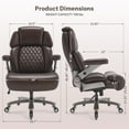 thumbnail image 2 of WOSDOM 700lbs Big and Tall Office Chair, Heavy Duty Executive Chair, Extra Wide Seat, Adjustable Headrest and Lumbar Support, 3D Flip up Arms, Brown, 2 of 9