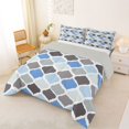thumbnail image 3 of Castle Fairy Vintage Geometric Quatrefoil Queen Comforter Set 3 Pieces,Abstract Grid Motif Comforter Sets Queen,Skyblue Gray Pale,Reversible,1 Comforter and 2 Pillowcases, 3 of 6