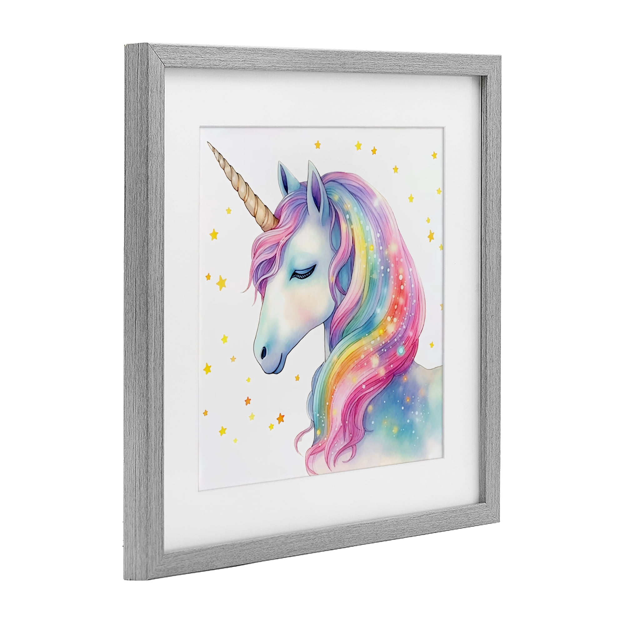 Stupell Industries Enchanted Rainbow Mane Unicorn Gray Framed Print Under Glass, design by Creative Studio